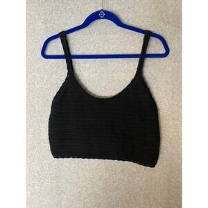 Aerie Crop Top Womens Medium Crochetted Knit Spaghetti Straps Tank‎